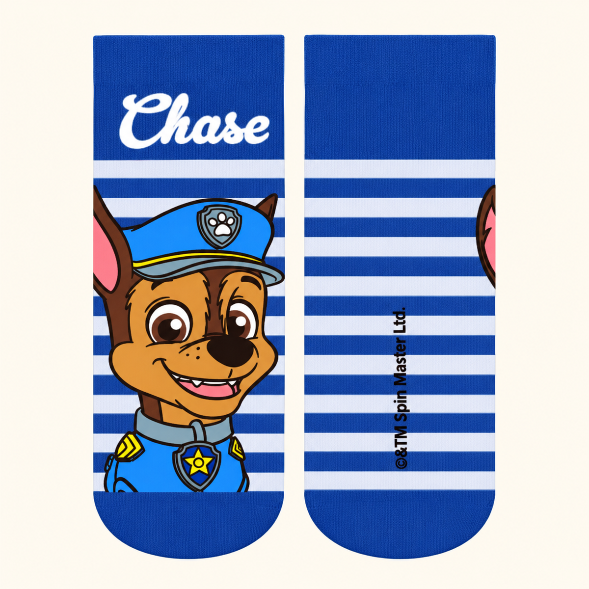 Skarpetki Psi Patrol — Niebieskie — Chase, jedna para; grafika poprawiona na podstawie materiału dostawcy