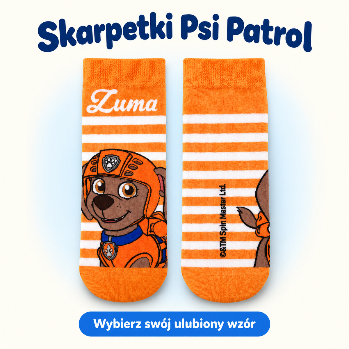 Pomarańczowe skarpetki Psi Patrol Zuma — jedna para